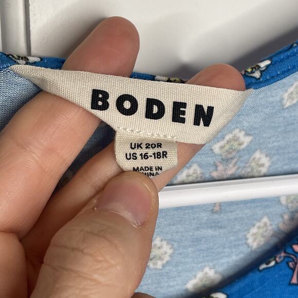 Boden Women's Thea Sleeveless Midi Dress Sz 16/18 Stretch Boho Twin Print Preppy - Picture 11 of 13